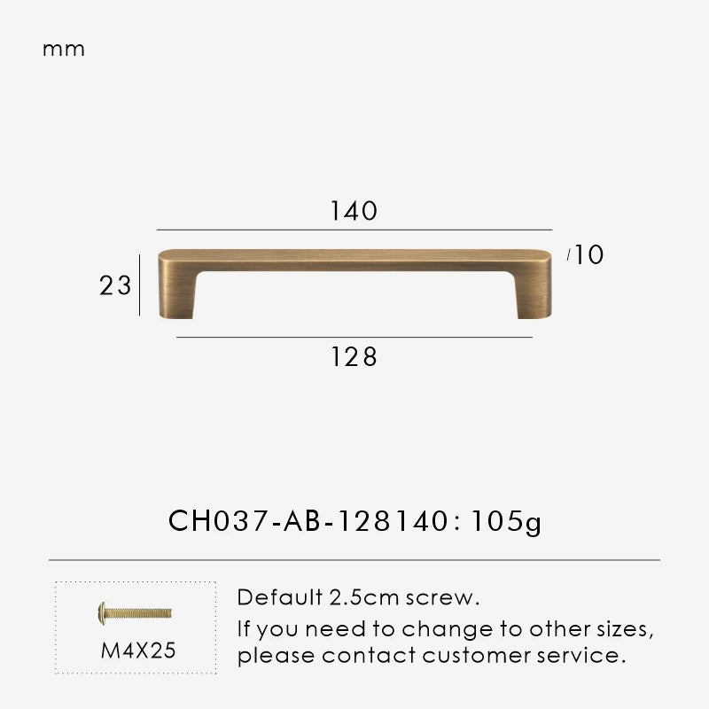 Solid Brass Handle – Simple Antique Brass Cabinet & Drawer Pull