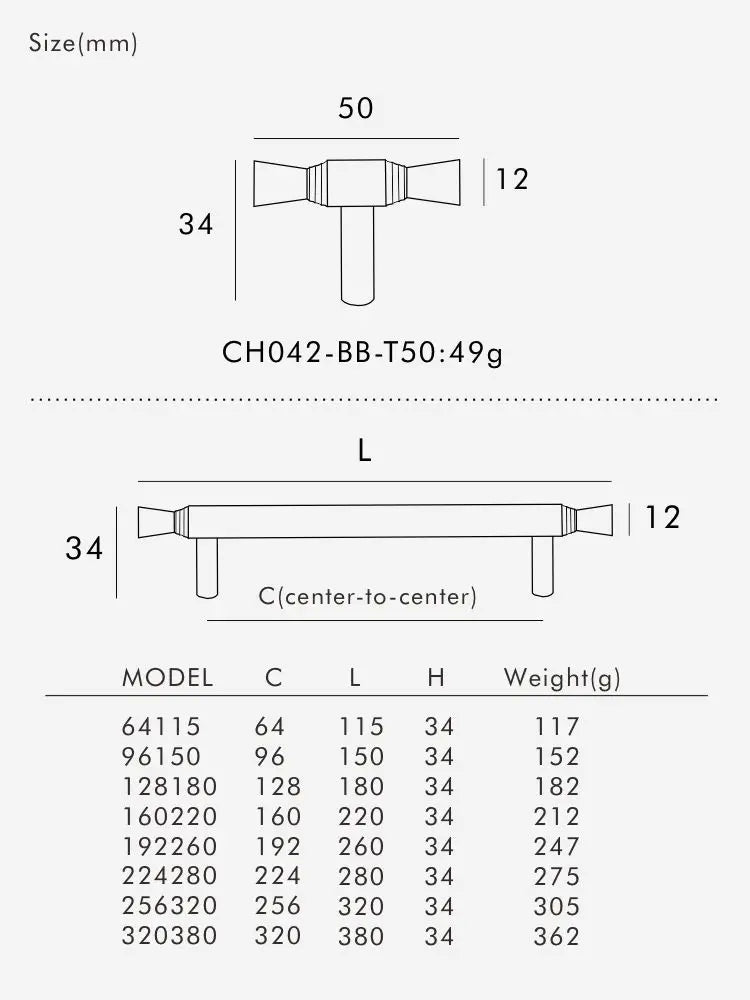 Solid Brass T-Bar Handle – Modern Long Cabinet & Drawer Pull