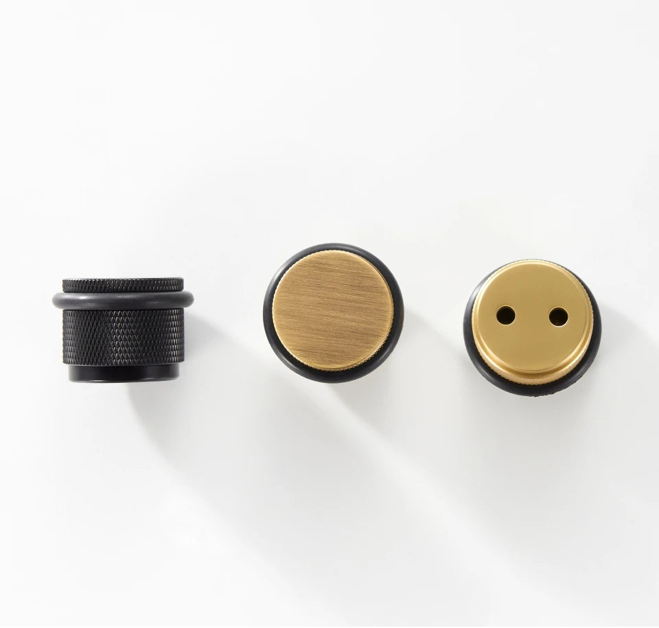 Brass Knurled Door Stopper – Adjustable Height Floor Mount