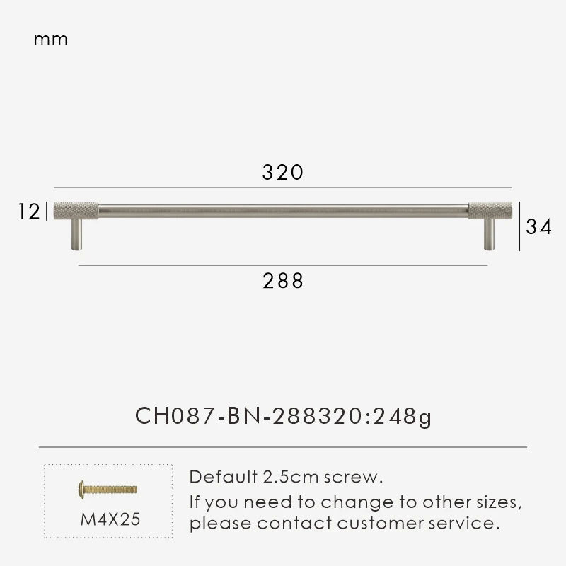 Solid Brass Knurled Knob – Brushed Nickel Luxury Cabinet Handle