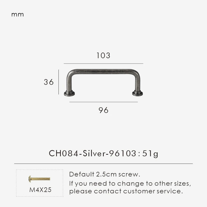 Antique Silver Brass Handle – Retro Round Arched Cabinet Pull