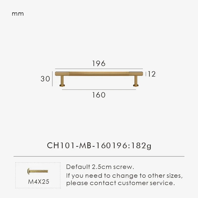 Solid Brass Linear Handle & Knob Set – Modern Textured Cabinet Pulls