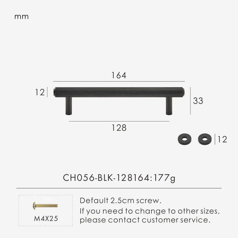 Solid Brass Knurled Handle – Diamond-Cut T-Bar & Long Pull