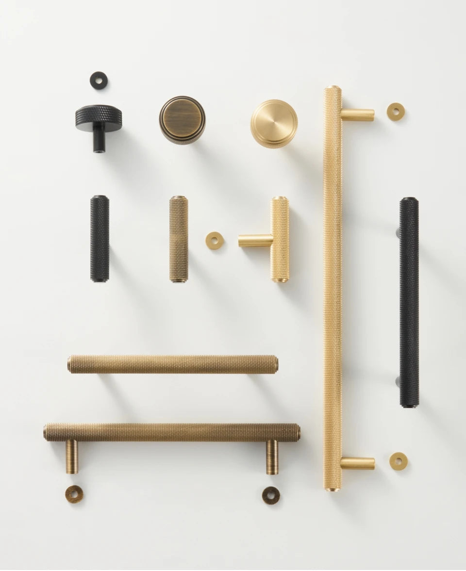 Solid Brass Knurled Handle – Diamond-Cut T-Bar & Long Pull