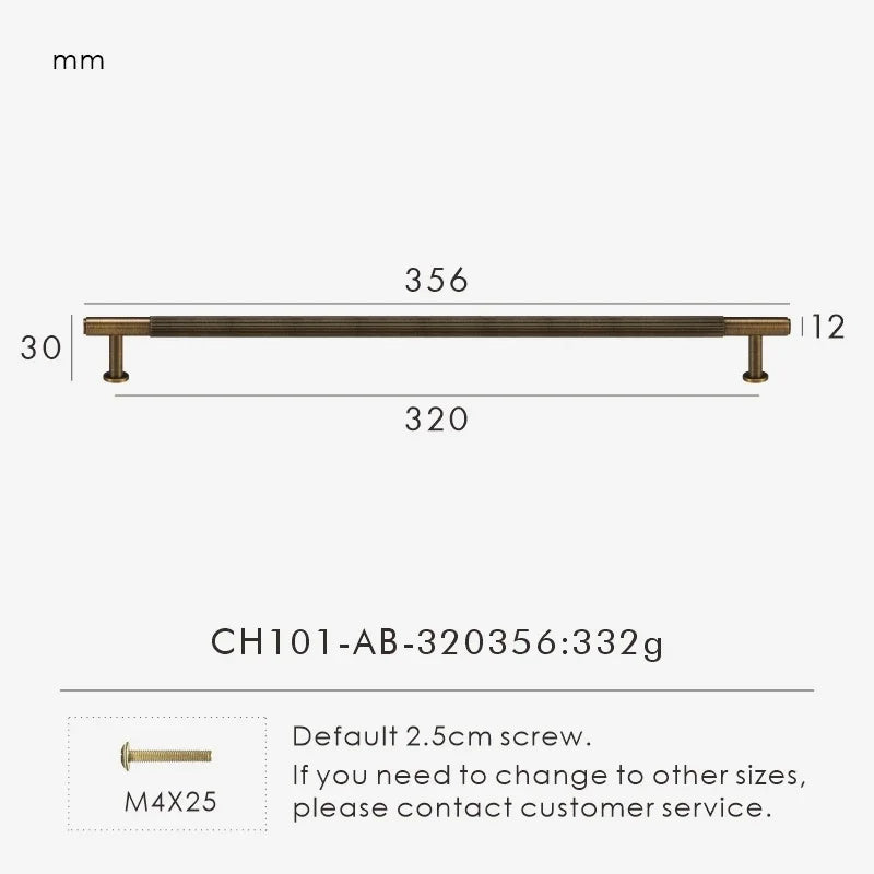 Solid Brass Linear Handle & Knob Set – Modern Textured Cabinet Pulls