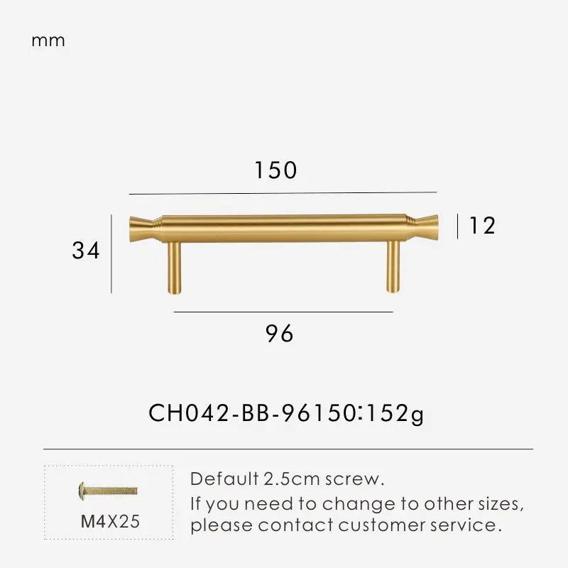 Solid Brass T-Bar Handle – Modern Long Cabinet & Drawer Pull