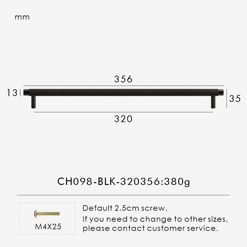 Solid Brass Knurled Handle – Modern T-Bar Cabinet & Drawer Pull