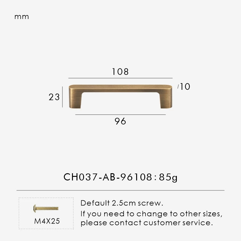 Solid Brass Handle – Simple Antique Brass Cabinet & Drawer Pull