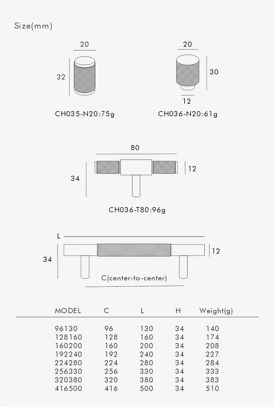Solid Brass Cross Knurled Handle – Diamond-Cut T-Bar & Cabinet Knob