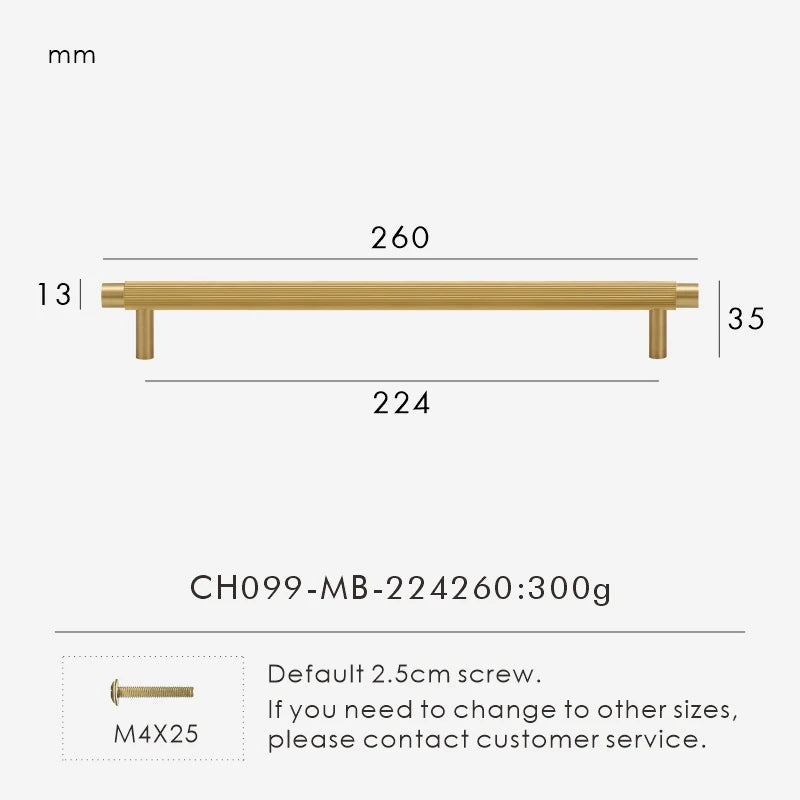 Solid Brass Linear Handle – Modern T-Bar Cabinet & Drawer Pull