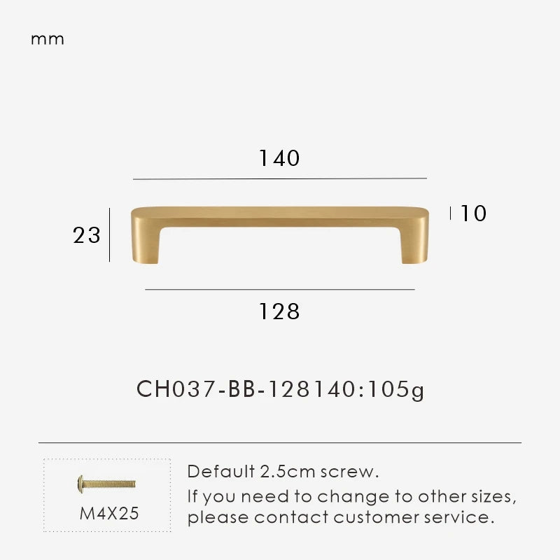 Solid Brass Handle – Simple Gold Cabinet & Drawer Pull