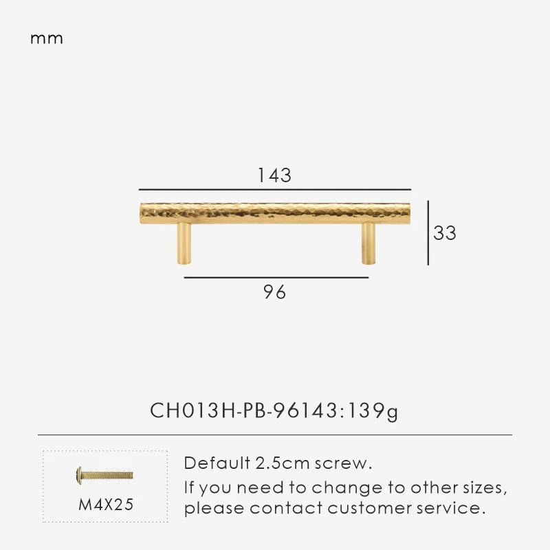 Solid Brass Hammered Handle – Handmade Cabinet & Drawer Pull