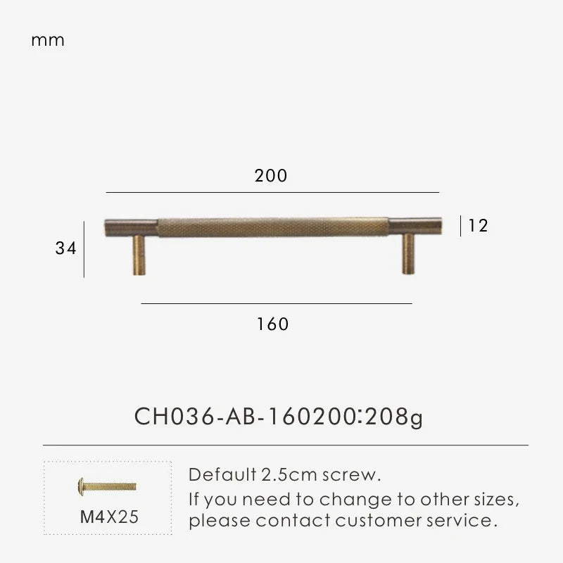 Solid Brass Cross Knurled Handle – Diamond-Cut T-Bar & Cabinet Knob