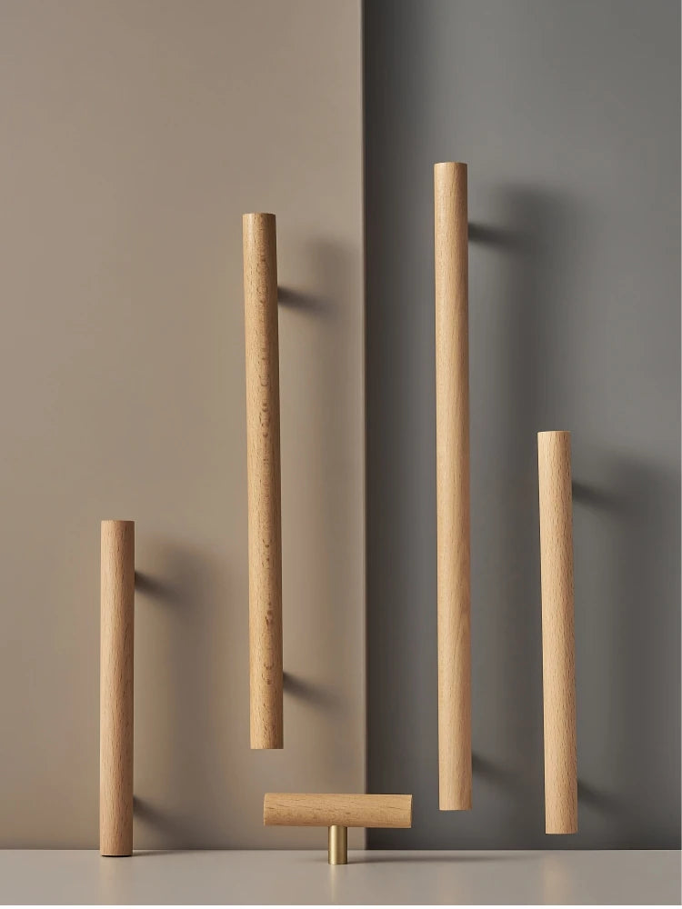 Brass & Beech Wood Handle – Scandinavian Style Cabinet and Drawer Pull