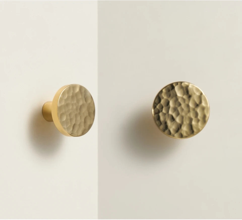 Solid Brass Hammered Handle – Handmade Cabinet & Drawer Pull