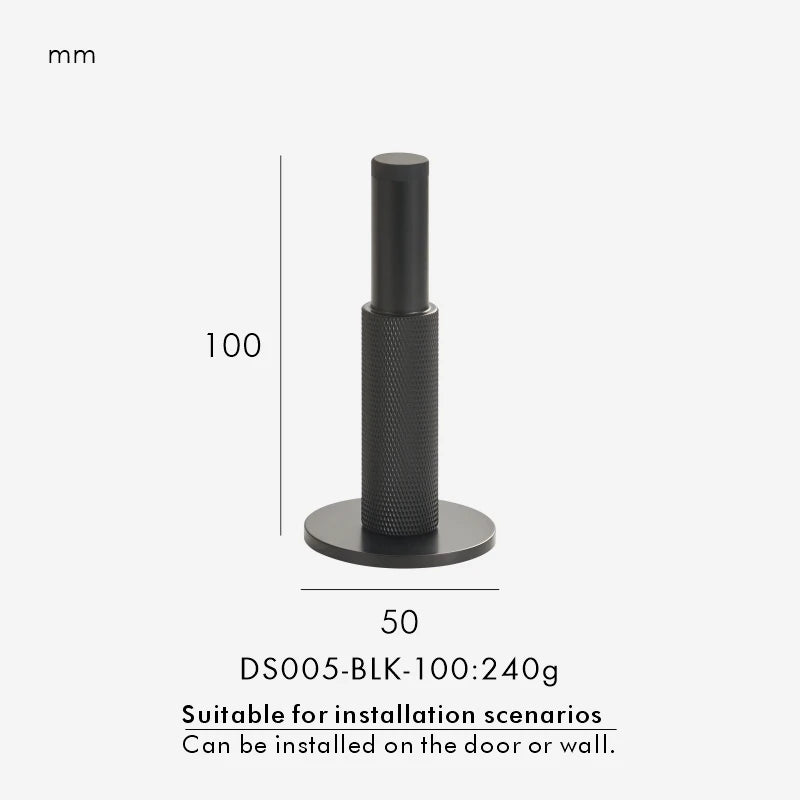 Brass Knurled Door Stopper – Heavy-Duty Floor & Wall Mount