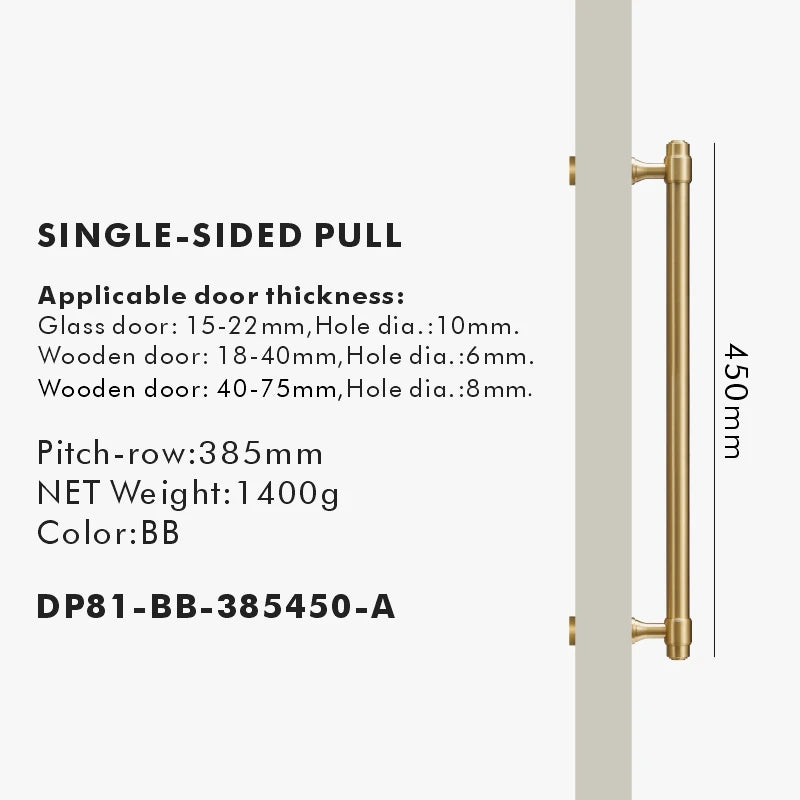 Solid Brass Door Pull Handle – Classical Style for Cabinets & Doors