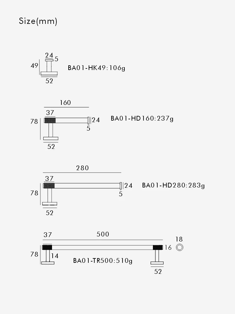 Brass Knurled Bathroom Accessories – Towel Bar, Hooks & Roll Holder Set