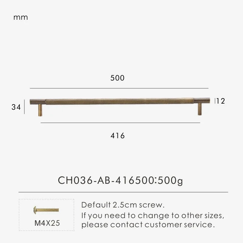 Solid Brass Cross Knurled Handle – Diamond-Cut T-Bar & Cabinet Knob