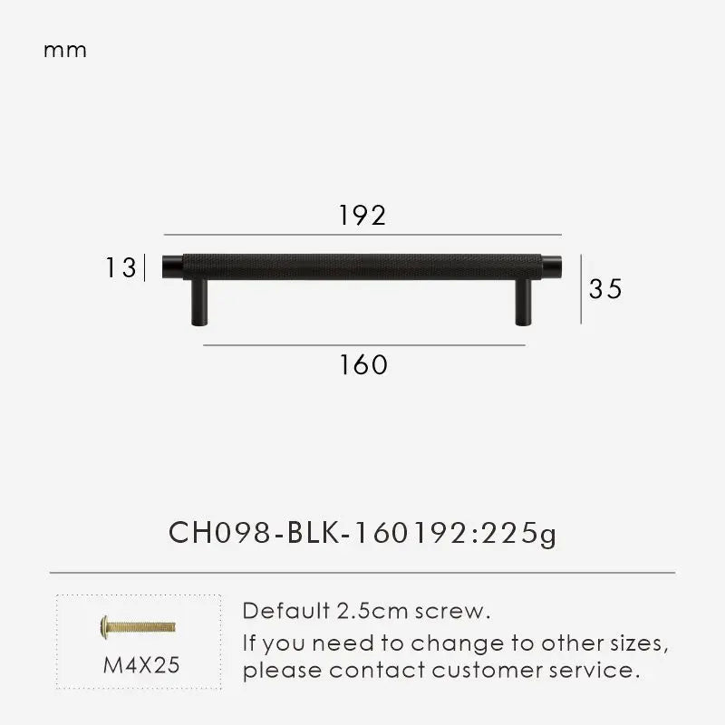 Solid Brass Knurled Handle – Modern T-Bar Cabinet & Drawer Pull