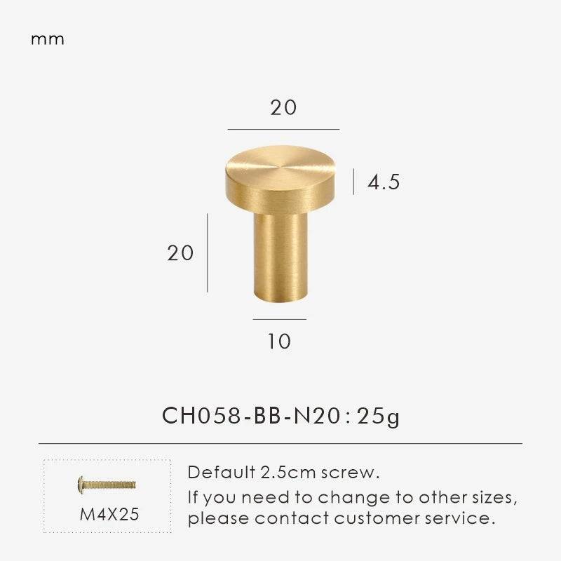 Solid Brass Handle – Simple Gold Cabinet & Drawer Pull