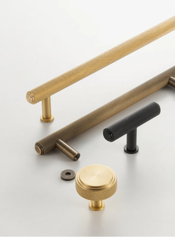 Solid Brass Knurled Handle – Diamond-Cut T-Bar & Long Pull