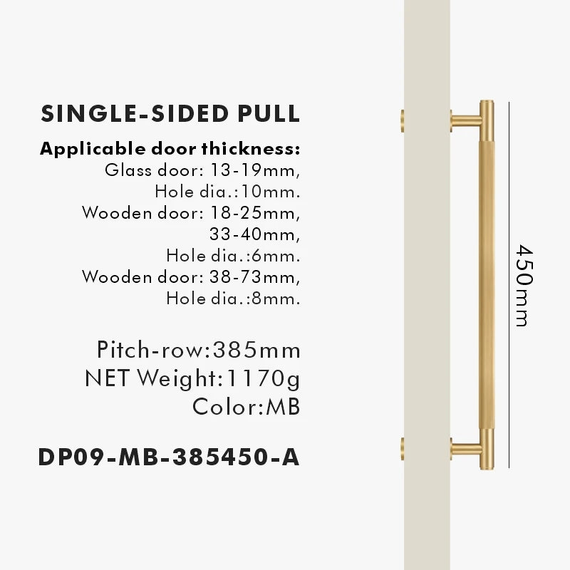 Brass Linear Door Pull Bar – Double or Single-Sided Handle
