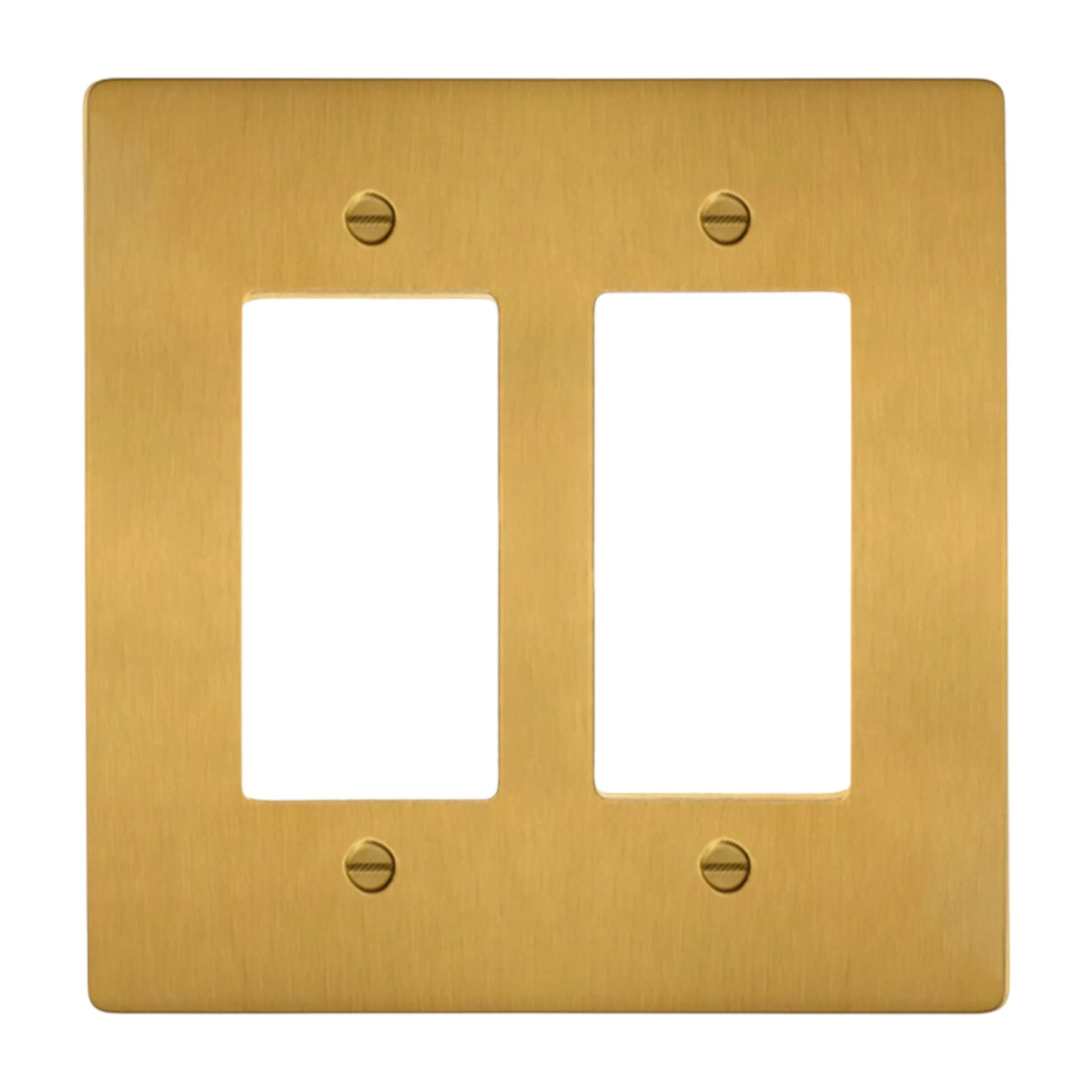 2-gang solid brass Decora wall plate in Satin Brass finish