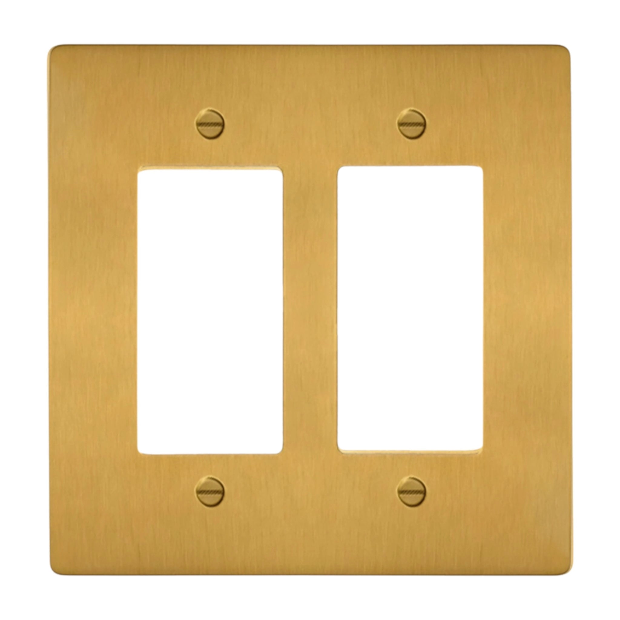2-gang solid brass Decora wall plate in Satin Brass finish