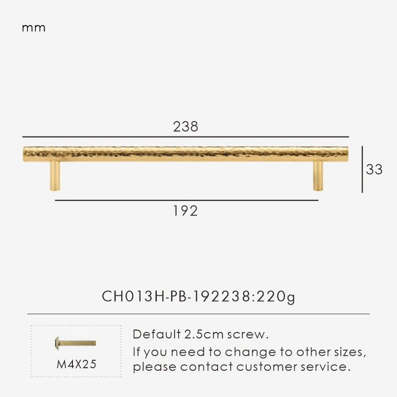 Solid Brass Hammered Handle – Handmade Cabinet & Drawer Pull