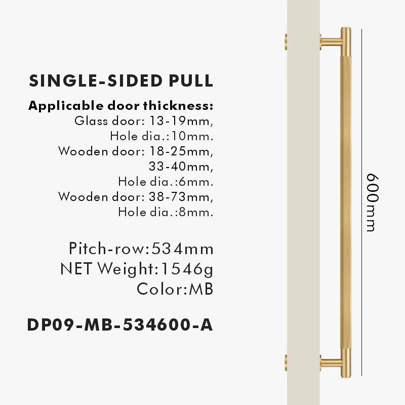 Brass Linear Door Pull Bar – Double or Single-Sided Handle