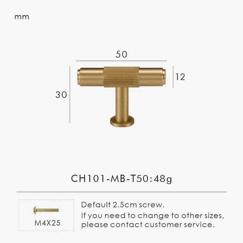 Solid Brass Linear Handle & Knob Set – Modern Textured Cabinet Pulls