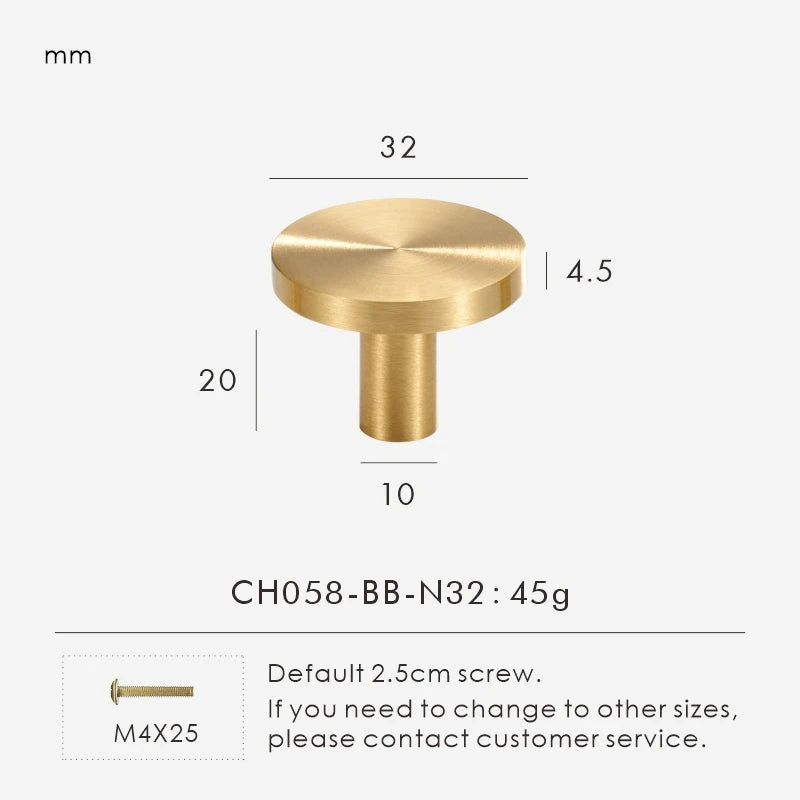 Solid Brass Handle – Simple Gold Cabinet & Drawer Pull