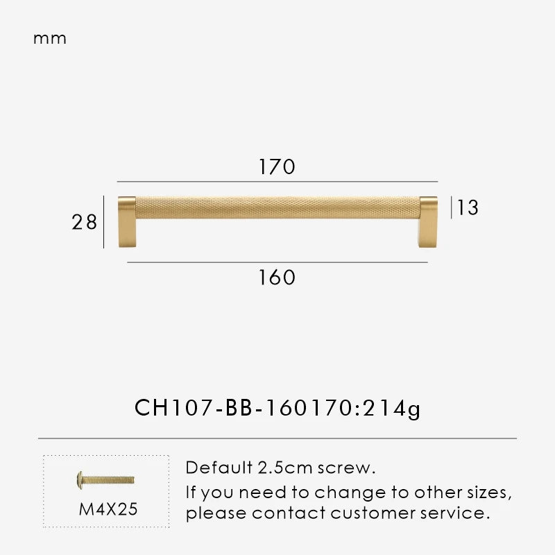 Solid Brass Knurled Knob – Modern Cabinet & Drawer Pull