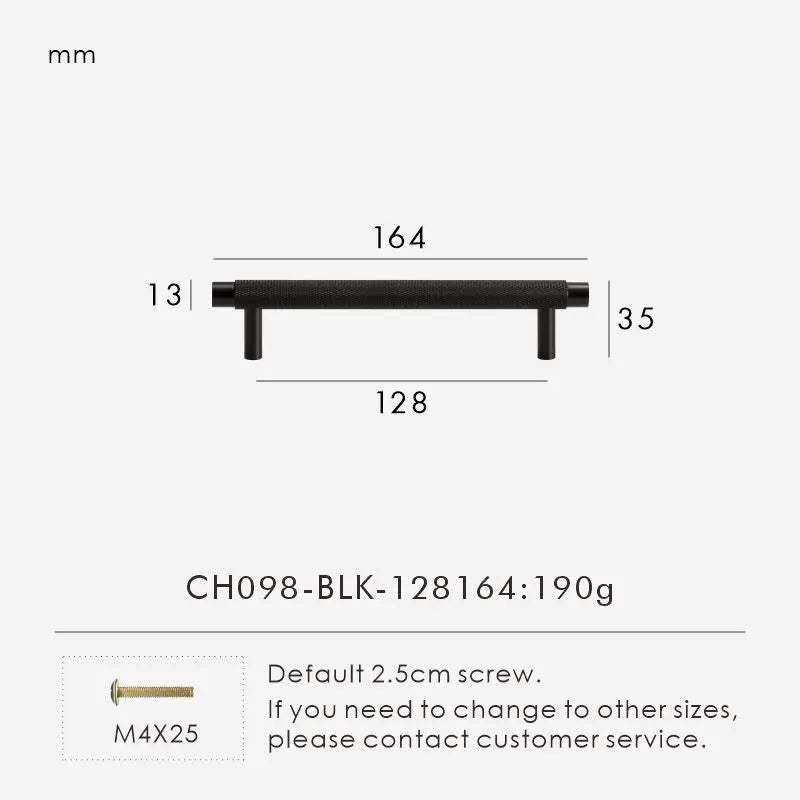 Solid Brass Knurled Handle – Modern T-Bar Cabinet & Drawer Pull