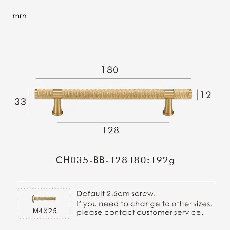 Brass Cross Knurled Handle – Diamond-Cut T-Bar Cabinet & Drawer Pull