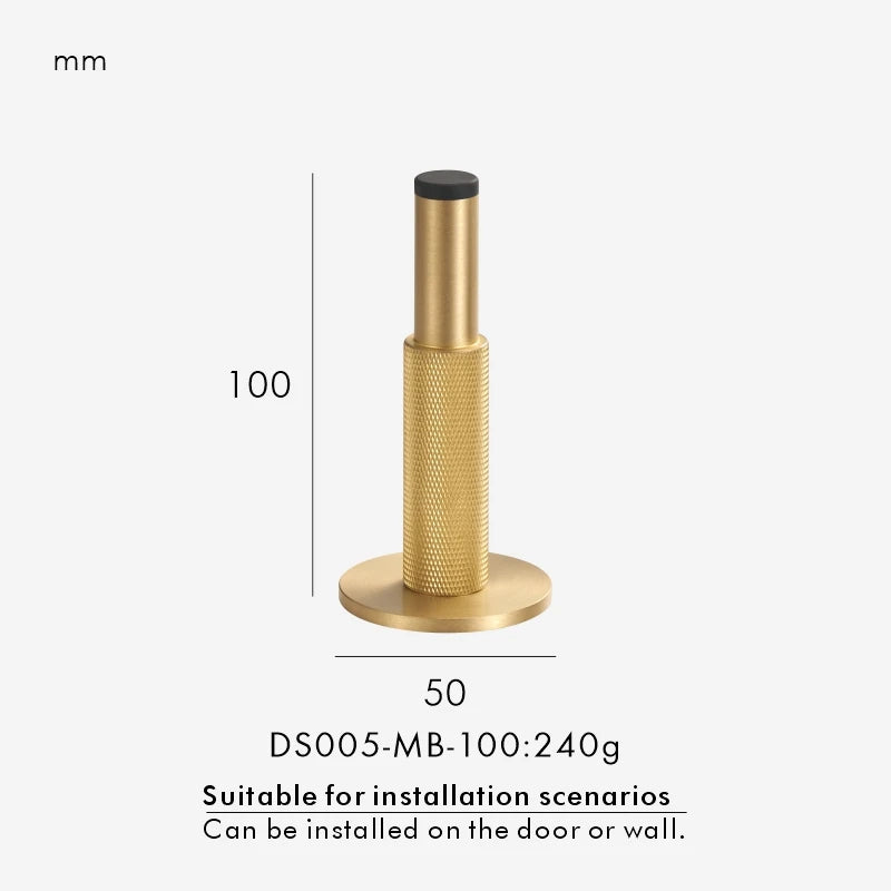 Brass Knurled Door Stopper – Heavy-Duty Floor & Wall Mount