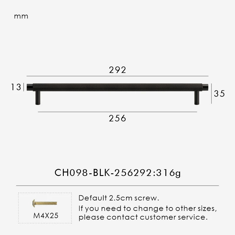 Solid Brass Knurled Handle – Modern T-Bar Cabinet & Drawer Pull