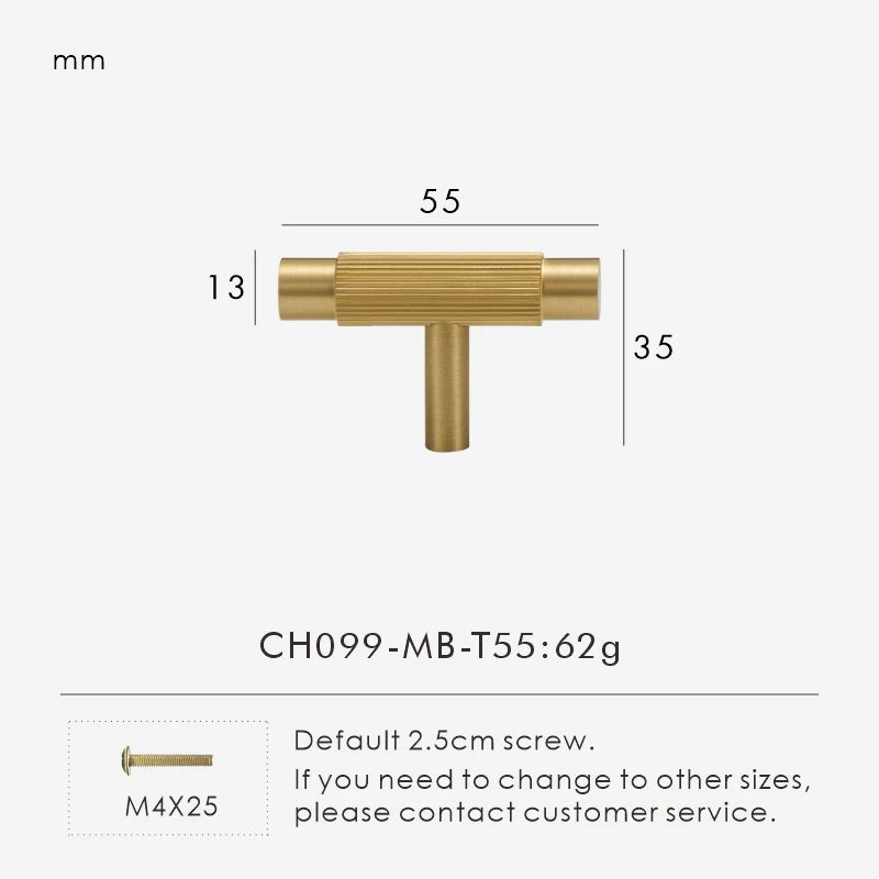 Solid Brass Linear Handle – Modern T-Bar Cabinet & Drawer Pull