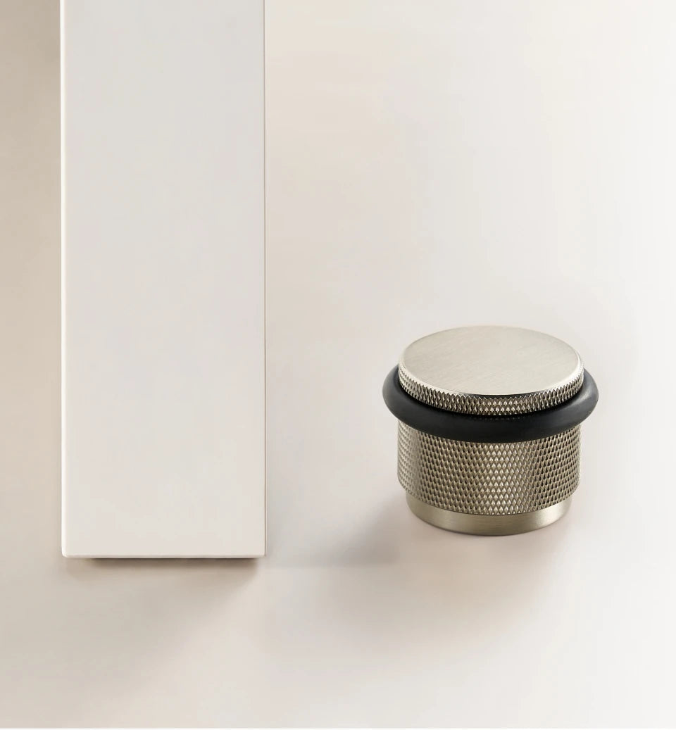 Brass Knurled Door Stopper – Adjustable Height Floor Mount