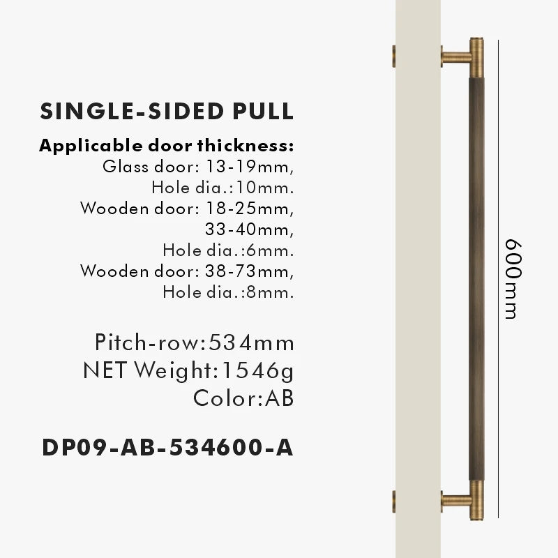 Brass Linear Door Pull Bar – Double or Single-Sided Handle