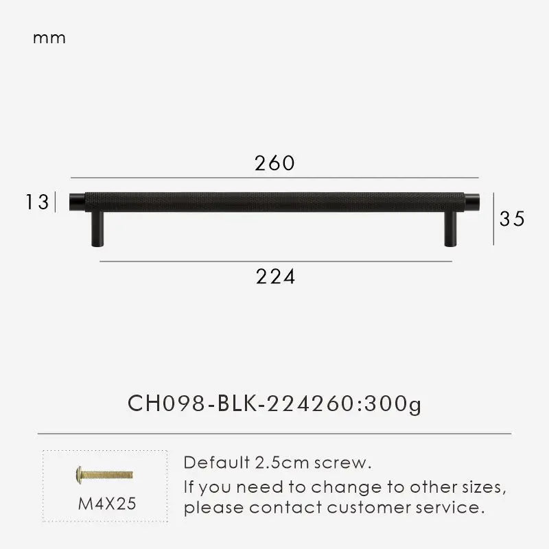 Solid Brass Knurled Handle – Modern T-Bar Cabinet & Drawer Pull