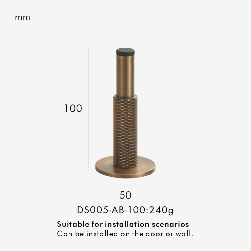 Brass Knurled Door Stopper – Heavy-Duty Floor & Wall Mount