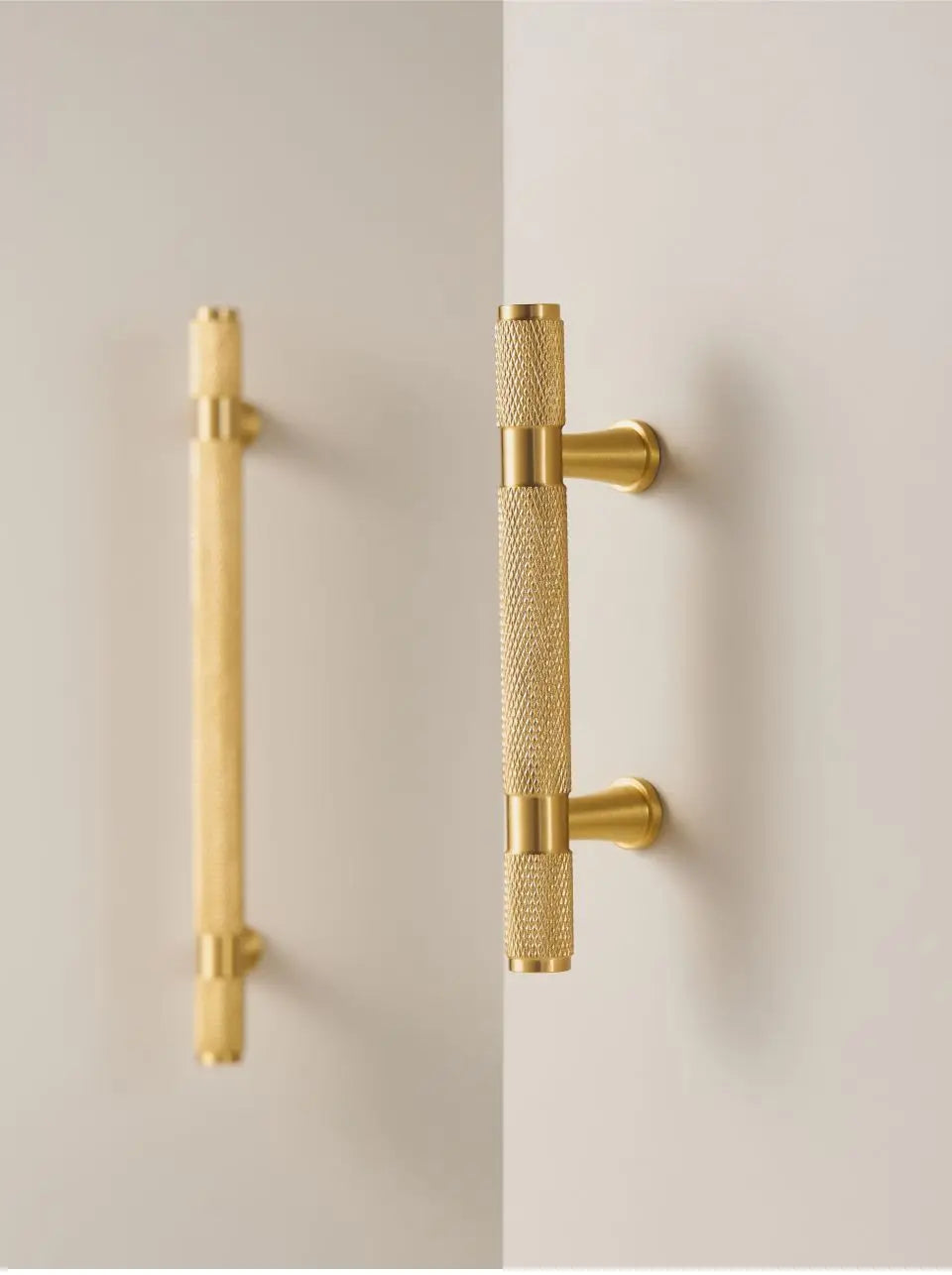 Brass Cross Knurled Handle – Diamond-Cut T-Bar Cabinet & Drawer Pull