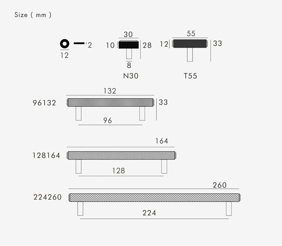 Solid Brass Knurled Handle – Diamond-Cut T-Bar & Long Pull