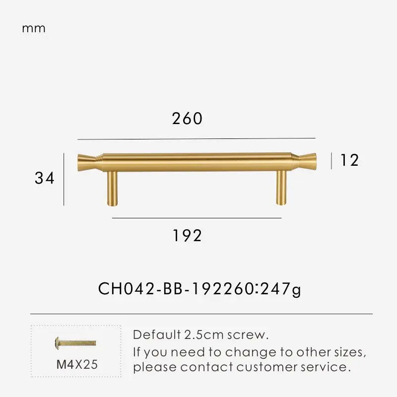 Solid Brass T-Bar Handle – Modern Long Cabinet & Drawer Pull