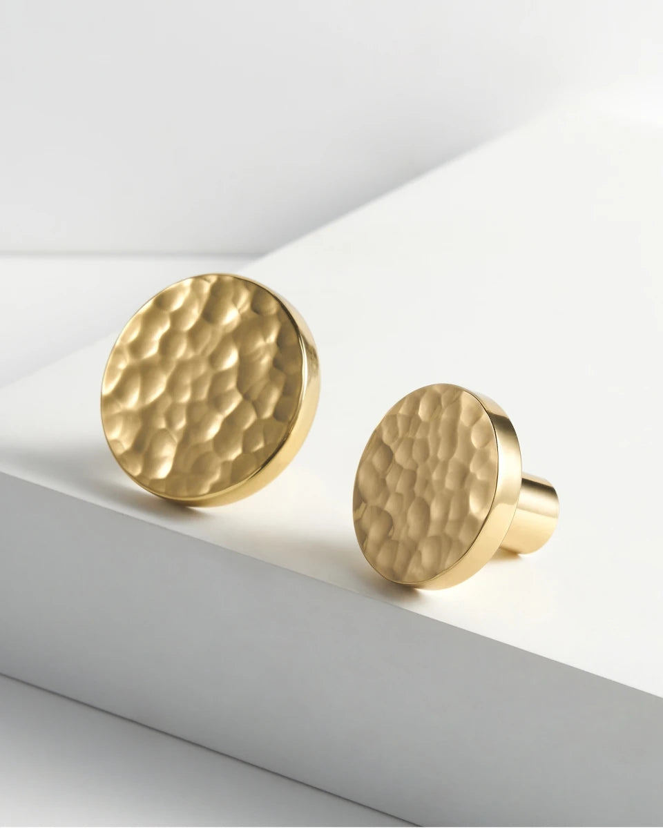 Solid Brass Hammered Handle – Handmade Cabinet & Drawer Pull