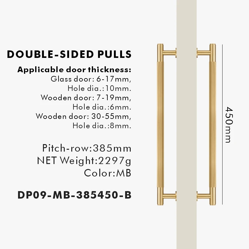 Brass Linear Door Pull Bar – Double or Single-Sided Handle