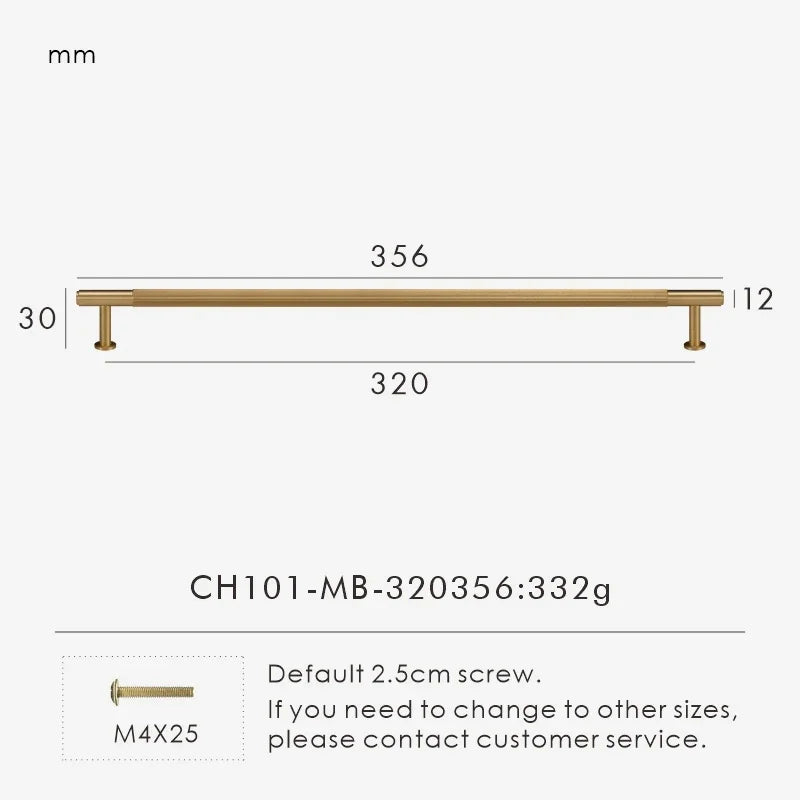 Solid Brass Linear Handle & Knob Set – Modern Textured Cabinet Pulls