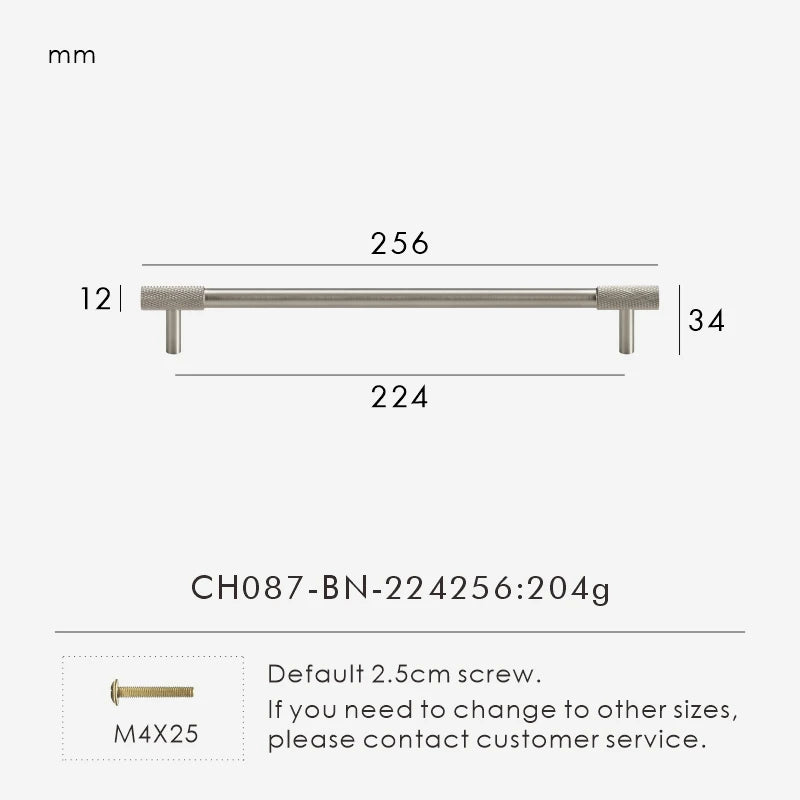 Solid Brass Knurled Knob – Brushed Nickel Luxury Cabinet Handle